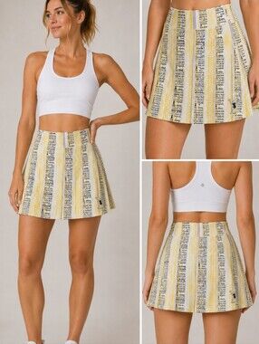 RunningSkirts Athletic Skort Size 2 Yellow Text Print Built-In Shorts